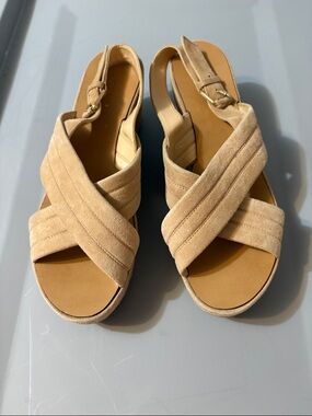 J. Crew Suede Crisscross Slingback Sandals in Beige